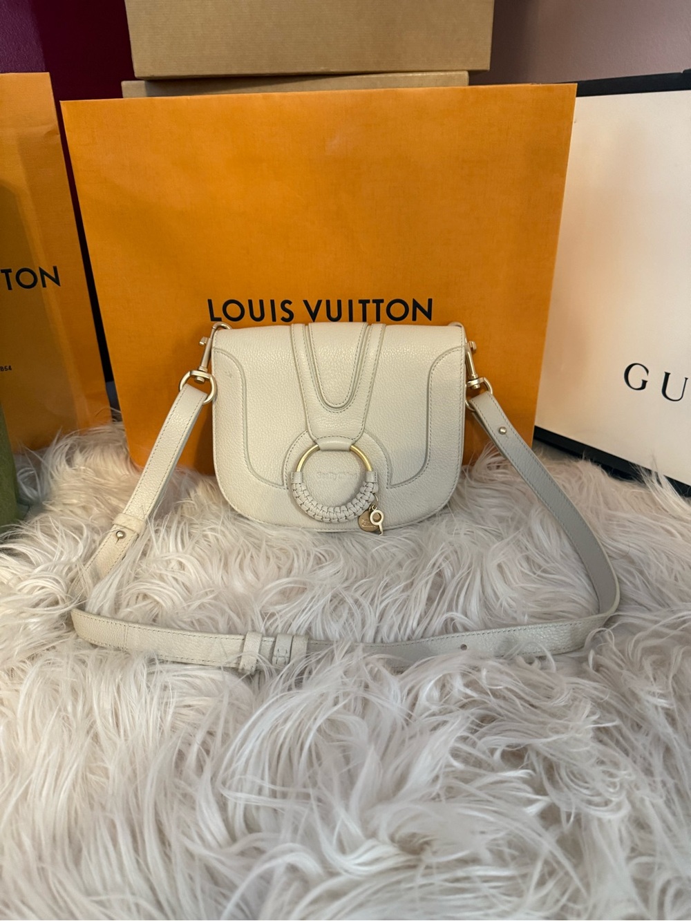 See by chole Cream Leather Crossbody Bag